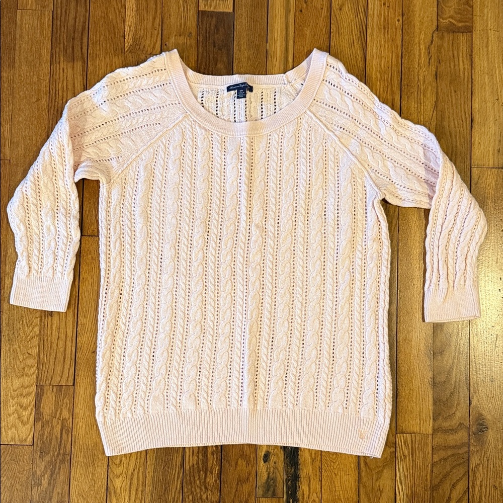 American Eagle Outfitters Light Pink Cable Knit Sweater